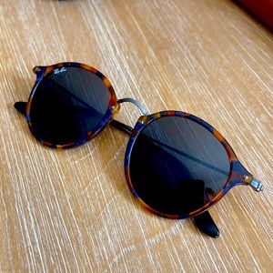 Rayban Round Fleck (4921) - blue and amber!